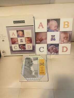 1- Malden Pastel Alphabet Baby Photo Collage Frame & 1- green & blue baby boy